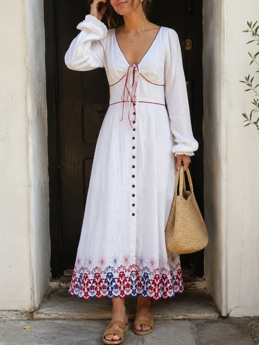 NEW Gul Hurgel Linen Embroidered Dress